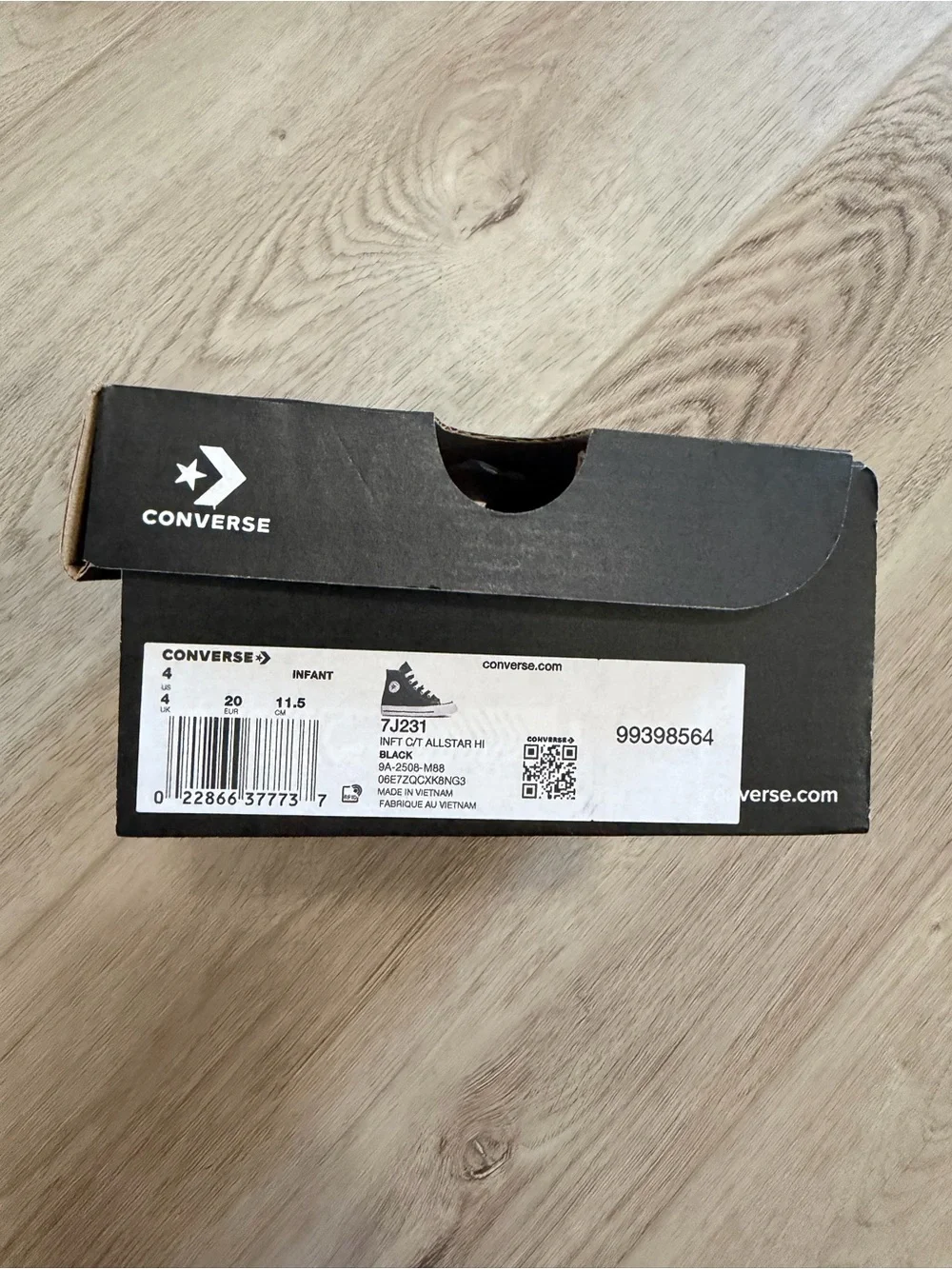 Converse Kids Black High Top Sneakers with White Trim